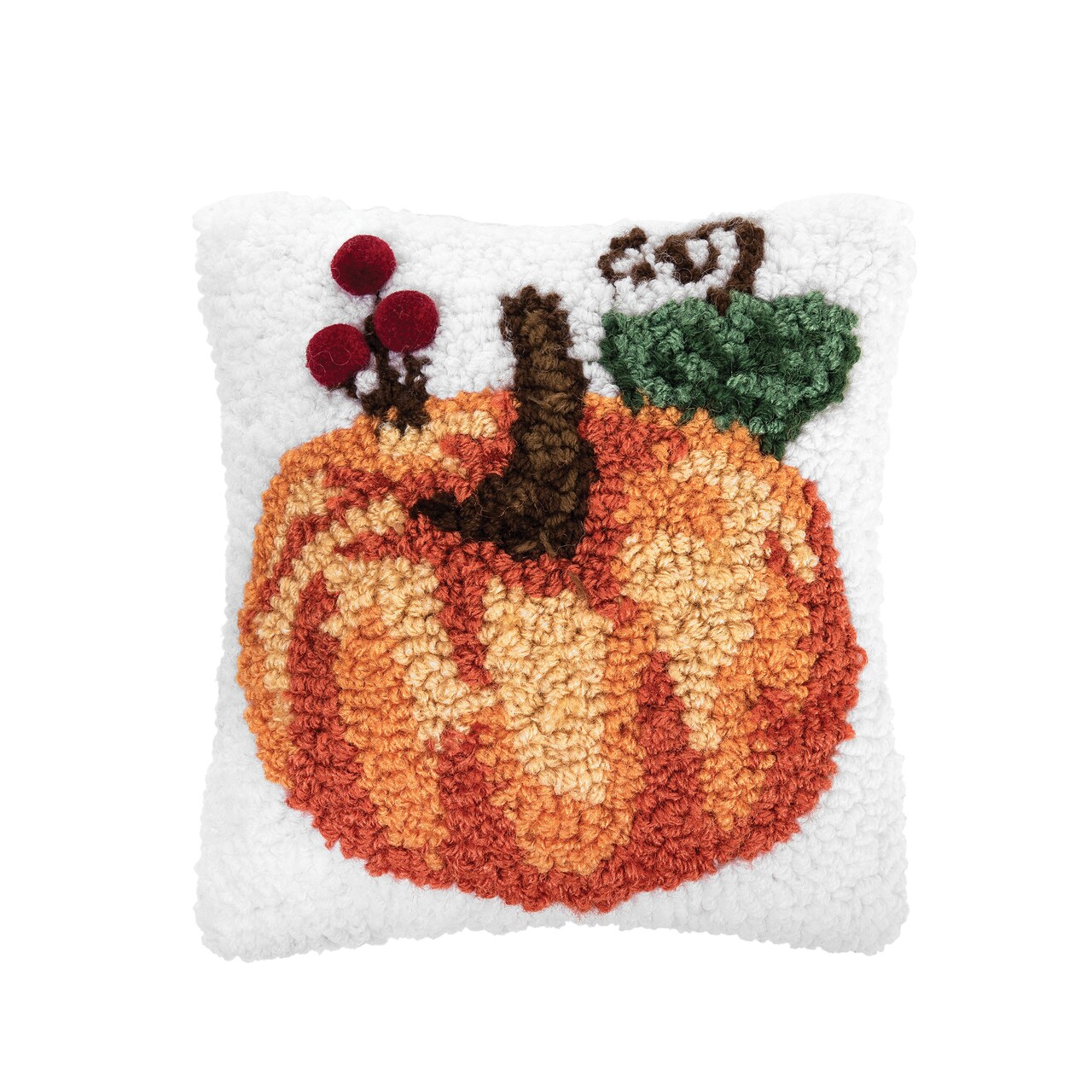 8&#x22; x 8&#x22; Pumpkin Hooked Petite Pillow